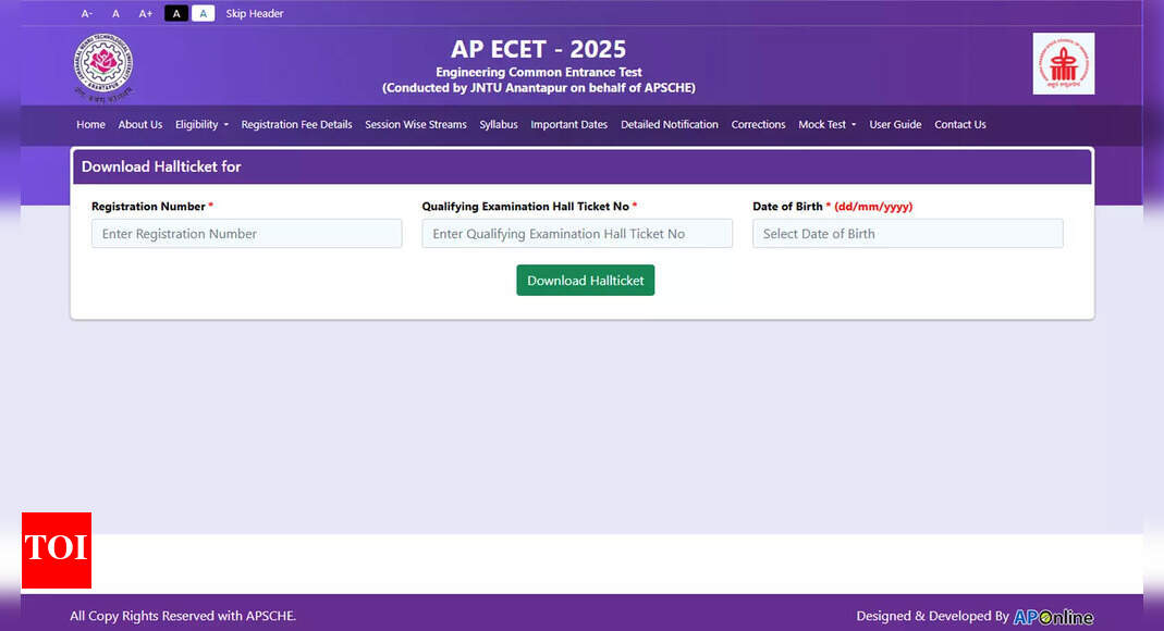 AP ECET 2025 hall ticket released cets.apsche.ap.gov.in: Download here for May 6 exam - The Times of India