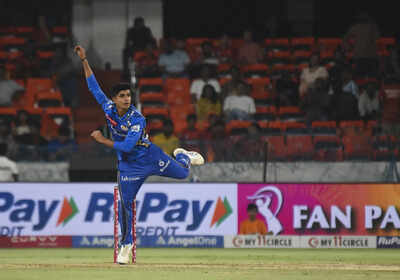 Mumbai Indians' Vignesh Puthur bowls a delivery during the Indian Premier League (IPL) 2025 cricket match against Sunrisers Hyderabad. (PTI) IPL 2025: MI bring in Raghu Sharma as replacement for injured Vignesh Puthur