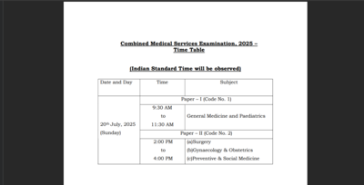 UPSC CMS and IEE/ISS exam schedule 2025 released: Check complete timetable here – The Times of India