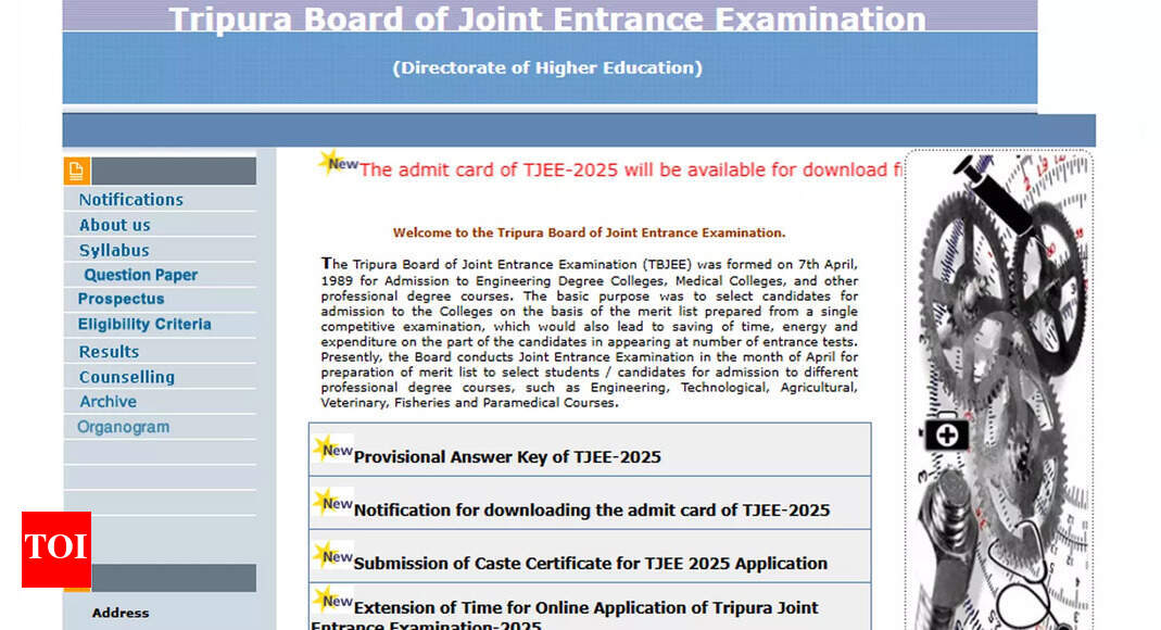 TJEE 2025 answer key released at tbjee.nic.in; objection window open until May 5 - The Times of India
