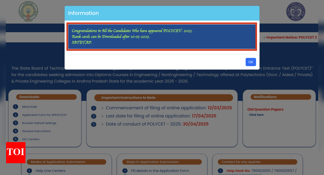 AP POLYCET Result 2025 to be released on this date: Check how to download rank card – The Times of India