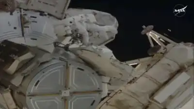 Nasa astronauts step outside space station to perform 5th all-female spacewalk