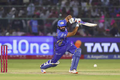 Rohit Sharma plays a shot during the (IPL) 2025 cricket match between Mumbai Indians and Rajasthan Royals, in Jaipur. (PTI Photo) IPL 2025: Rohit Sharma follows Virat Kohli, achieves massive milestone against Rajasthan Royals