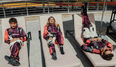 George Russell, Kimi Antonelli chill poolside in Mercedes’ Miami-special suits; fans love the pink look