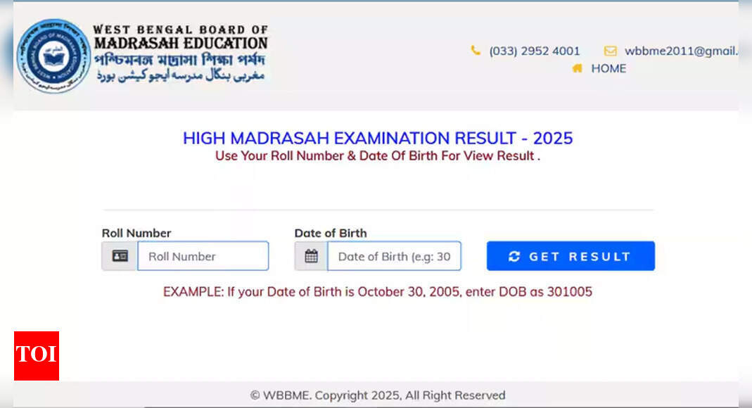 WBBME result 2025 out: High Madrasah, Alim, Fazil scores released at wbbme.org – The Times of India