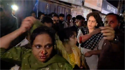 Photo/screengrab Watch: Priyanka Gandhi halts convoy, ensures medical help for road accident victim in Kerala