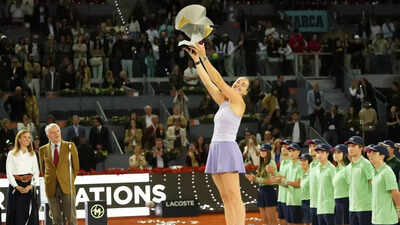 Aryna Sabalenka lifts the Madrid Open title after beating Coco Gauff in the final. (AP) 'Like a dream': Aryna Sabalenka beats Coco Gauff to win third Madrid Open title