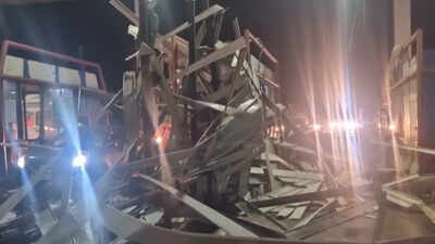 Toll gate roof collapses as heavy rain lashes Telangana