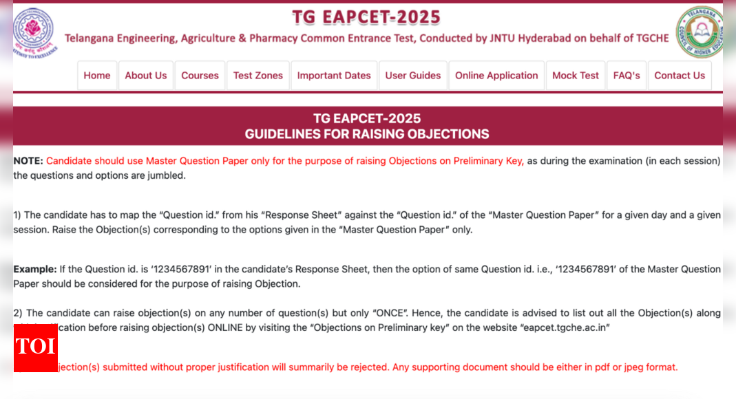 TS EAMCET 2025 engineering answer key released, objection window open until May 7: Check direct link to download and how to raise objections here - The Times of India