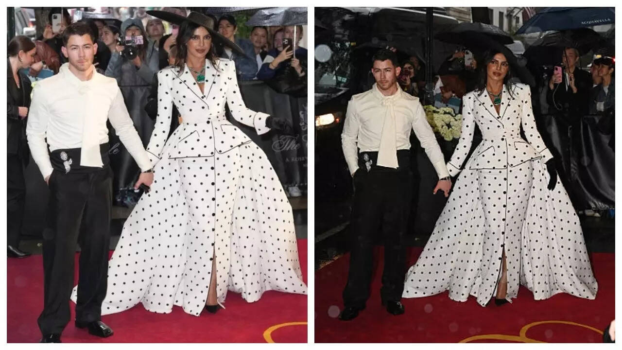 Glamorous Red Carpet Hat in Black and Gold with Polka Dots Met Gala 2022 Best Dressed [PHOTOS] main image 3