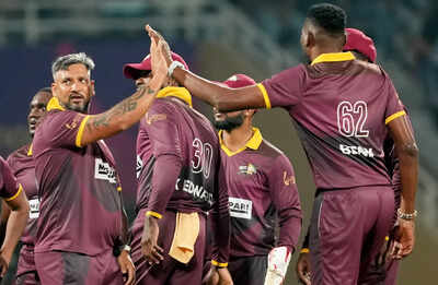 Navi Mumbai: West Indies Masters Ravi Rampaul celebrates with teammates after taking the wicket of England Masters Phil Mustard during an International Masters League (IML T20) 2025 cricket match between England Masters and West Indies Masters, at the DY Patil Sports Stadium, in Navi Mumbai. (PTI Photo/Shashank Parade) West Indies announce former World Cup winner as their bowling coach for Ireland and England tours