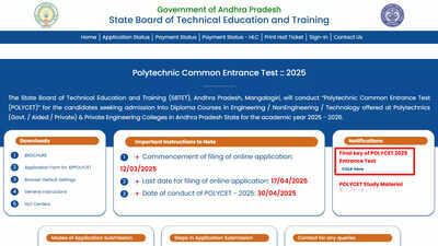 AP POLYCET 2025 final answer key released at polycetap.nic.in; result on May 10