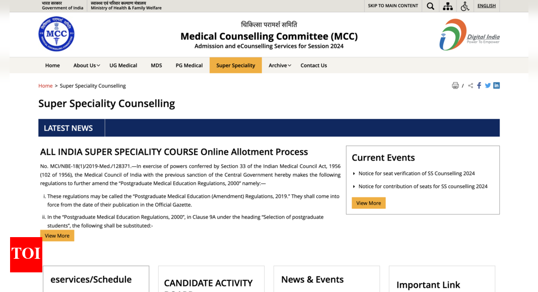NEET SS counselling 2024 schedule released by MCC: Registration begins on this date