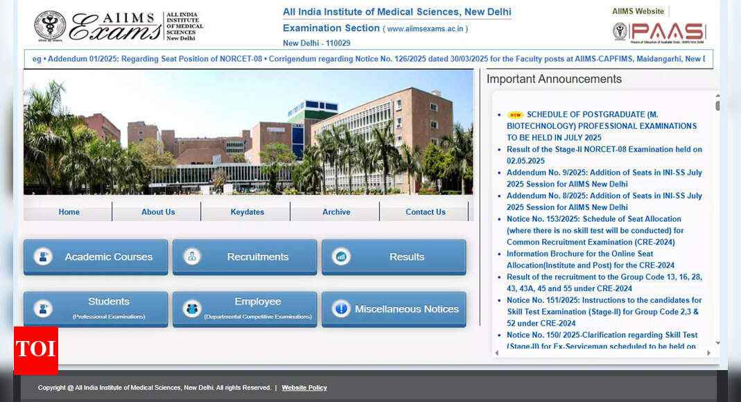 AIIMS INICET 2025 admit card to be released today on aiimsexams.ac.in; exam on May 17