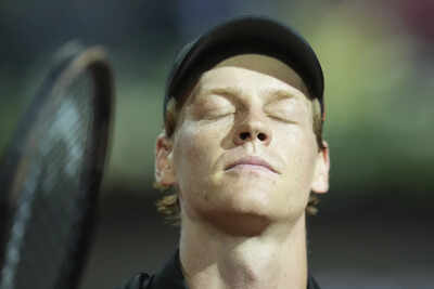 Italy's Jannik Sinner reacts after a second round match against Argentina's Mariano Navone at the Italian Open tennis tournament in Rome, Saturday, May 10, 2025. (AP Photo/Andrew Medichini) 'It has been amazing': Jannik Sinner opens up about returning to tennis court after doping ban