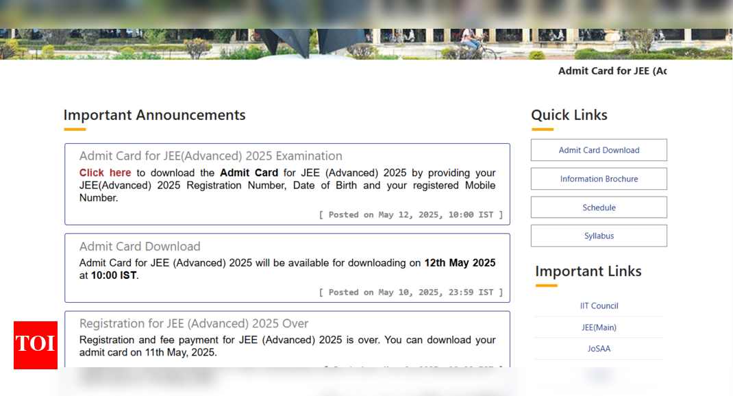 JEE Advanced 2025 admit card released: Direct link to download hall ticket here |