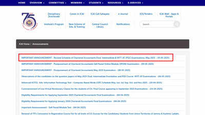 ICAI reschedules CA Inter, Final, and INTT–AT exams for May 2025; check official notice here – Times of India