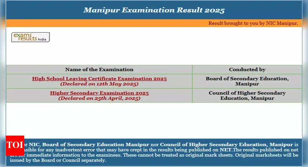 BOSEM Manipur HSLC result 2025 declared: Check class 10 scores at manresults.nic.in