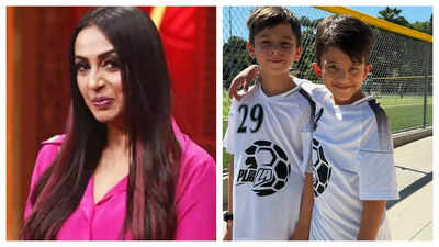 Kashmera Shah heads to her US house with her sons Krishaang and ...
