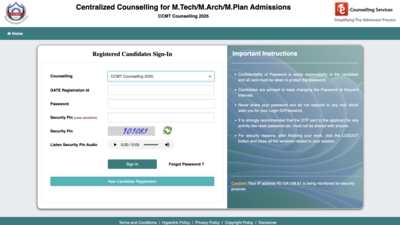  Registration begins for M.Tech, M.Arch, M.Plan admissions, apply by this date