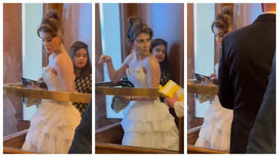 Did Urvashi Rautela get stuck in a revolving door at Cannes? - Viral Video