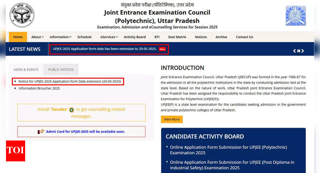 JEECUP 2025: Online application deadline extended to May 20, admit card soon