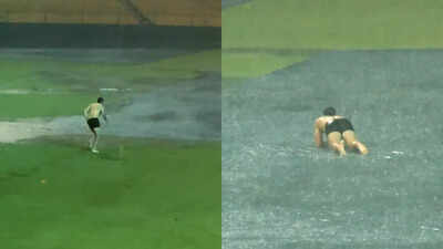 Image credit: RCB Tim David dives into puddle during RCB practice, teammates left in splits - WATCH