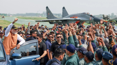PM Modi with IAF personnel at Adampur airbase on May 13 How India used 'dummy pilotless aircraft' during counter-strikes on Pakistani airbases