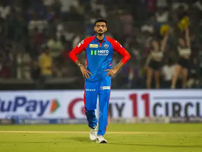 New Delhi: Delhi Capitals' captain Axar Patel during an Indian Premier League (IPL) 2025 T20 cricket match between Delhi Capitals and Gujarat Titans, at the Arun Jaitley Stadium, in New Delhi. (PTI Photo/Ravi Choudhary) *** Local Caption *** Axar Patel lashes out at bowlers after crushing 10-wicket loss against Gujarat Titans