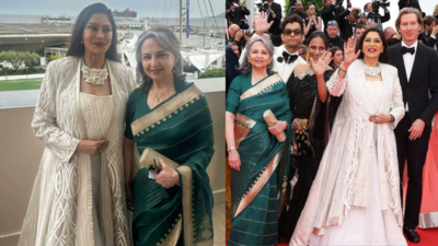 Sharmila Tagore and Simi Garewal dazzle on the red carpet at the Cannes Film Festival 2025 screening of Satyajit Ray’s film 'Aranyer Din Ratri'
