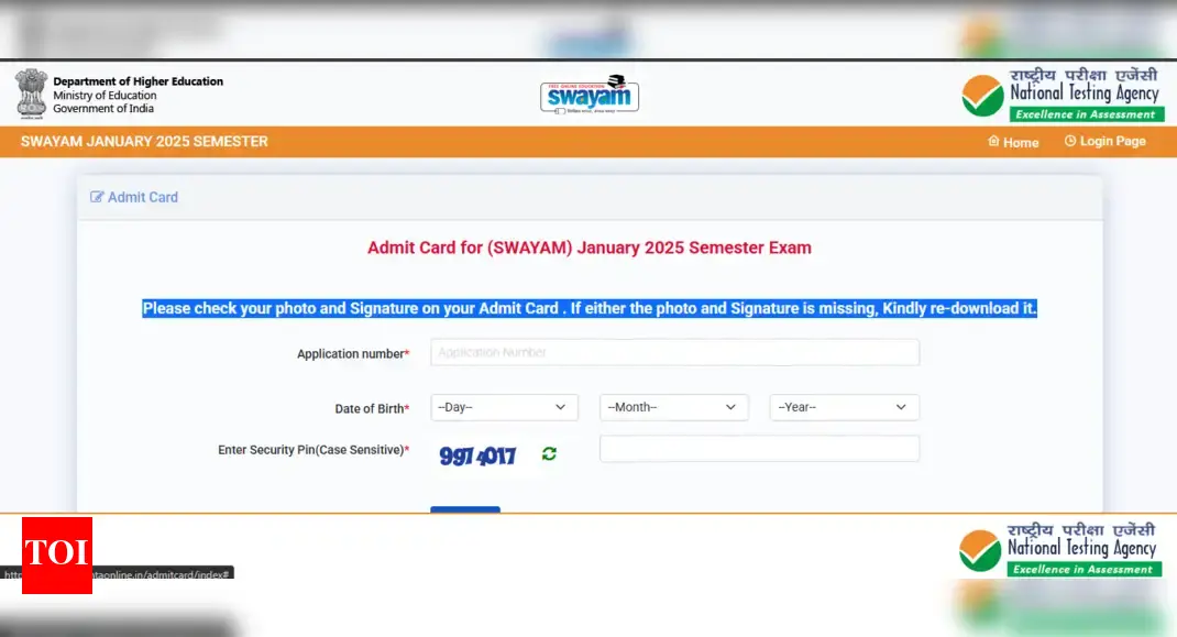 SWAYAM admit card January session 2025 released: Direct link to download hall tickets here