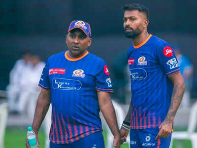 Mumbai Indians coach Mahela Jayawardene with captain Hardik Pandya 'It's in our control': Mahela Jayawardene backs Mumbai Indians to seal IPL playoff berth