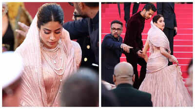 Janhvi Kapoor honours mother Sridevi in a royal outfit as she makes her Cannes 2025 debut; Ishaan Khatter wins hearts for sweet gesture - WATCH video