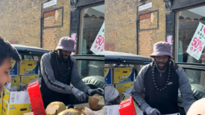 “Naariyal, le lo”: London man selling coconuts in Hindi serves full Bollywood realness, charming the crowd (and social media, of course)