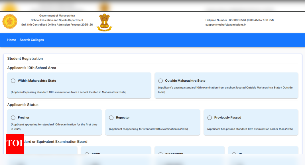 Maharashtra FYJC admission 2025 begins for Class 11: Direct link to register here