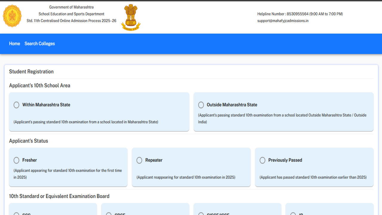 Maharashtra FYJC admission 2025 begins for Class 11: Direct link to register here