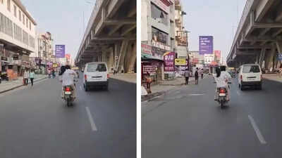  Woman repeatedly hits man on moving scooter– his shocking response goes viral