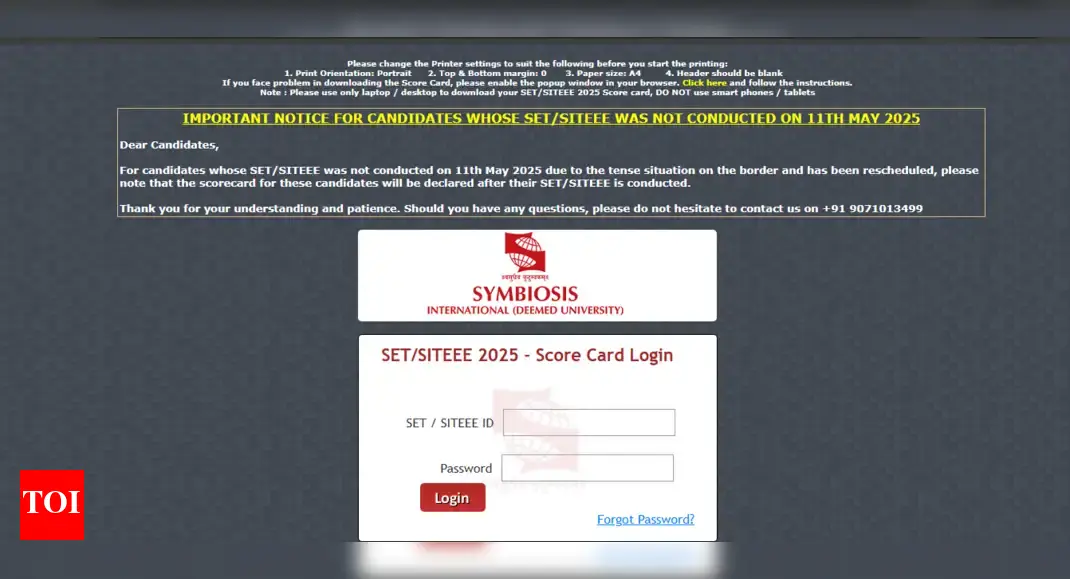 Symbiosis SET 2025 result declared: Direct link to download scorecards here