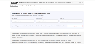 RBSE Class 12th result 2025 released: Direct link to check on TOI portal – Times of India