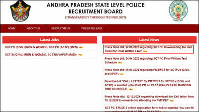 AP Police Constable admit card 2025 for final written exam on this date: Here’s how to download on slprb.ap.gov.in – Times of India