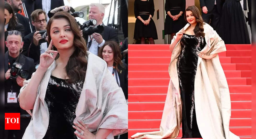 Aishwarya stuns in black gown on day 2, twins with Aaradhya