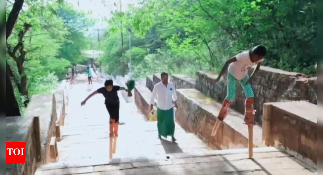 Tamil Children Master Stilt Walking and Folk Dance