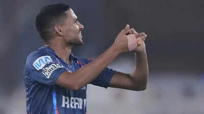 Akash Singh celebrates the wicket of Jos Buttler during the match between Gujarat Titans and Lucknow Super Giants in IPL 2025. (AP) Watch: Akash Singh dedicates wicket to suspended Digvesh Rathi with notebook signature celebration
