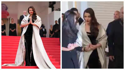After channelling desi diva in sindoor, Aishwarya Rai drops the mic with a Namaste at Cannes, holds Aaradhya close like a true queen - WATCH video