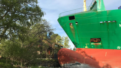 'It was so unreal': Norwegian man wakes to find cargo ship with 16 crew in his garden