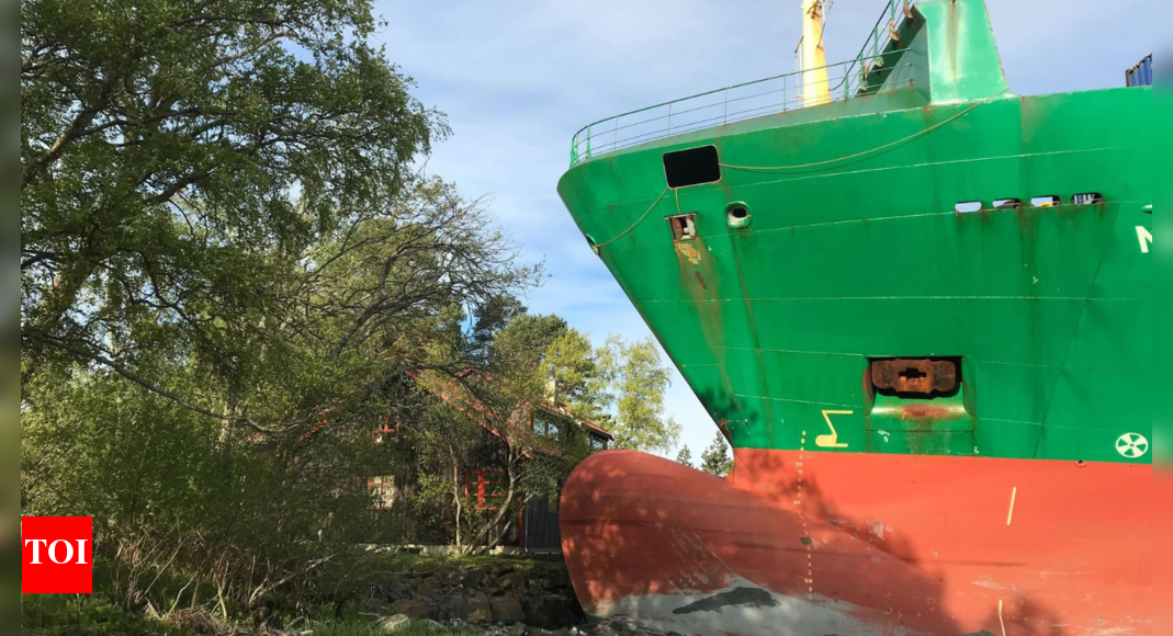 'It was so unreal': Man wakes to find cargo ship with 16 crew in his garden