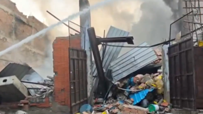 Building collapses after massive fire at factory triggers blast in Delhi's Bawana