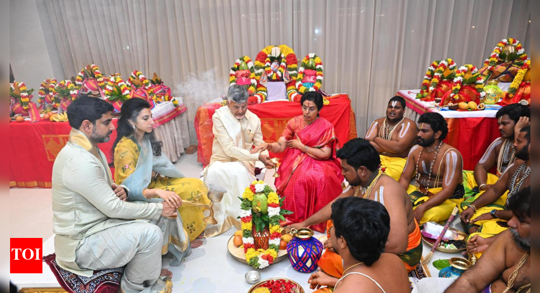 Andhra Pradesh CM Chandrababu Naidu, family perform house warming at new official residence in Kuppam
