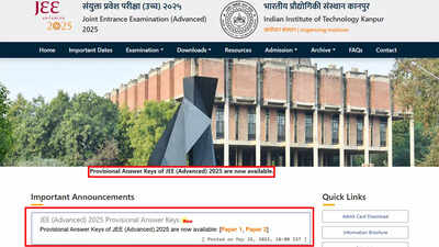 JEE Advanced 2025 answer key released: Objection window open until May 27 – Times of India