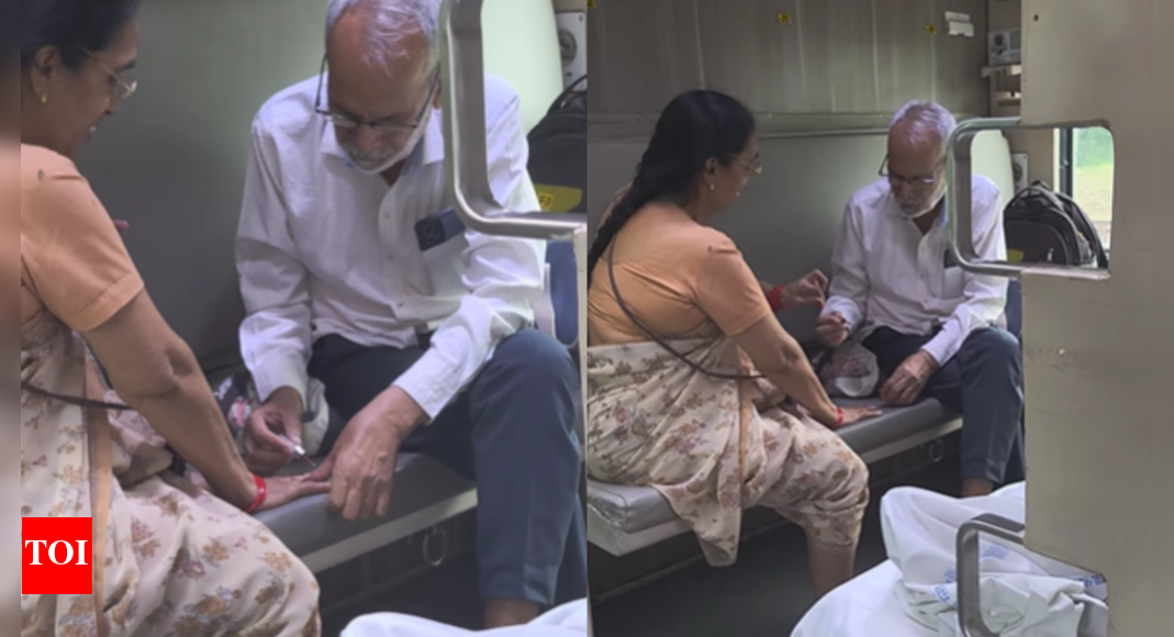Elderly Couple's Sweet Moment Painting Nails Wins Hearts